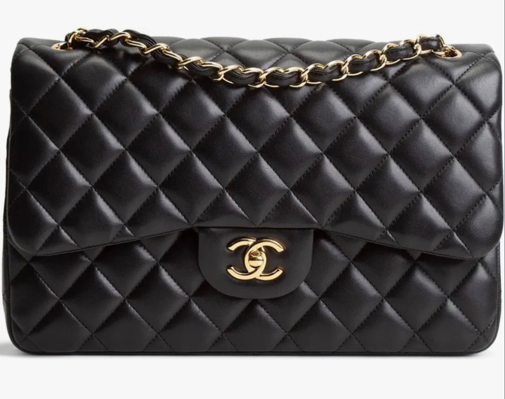 CHANEL Classic Caviar/lambskin Medium Double Flap - Black