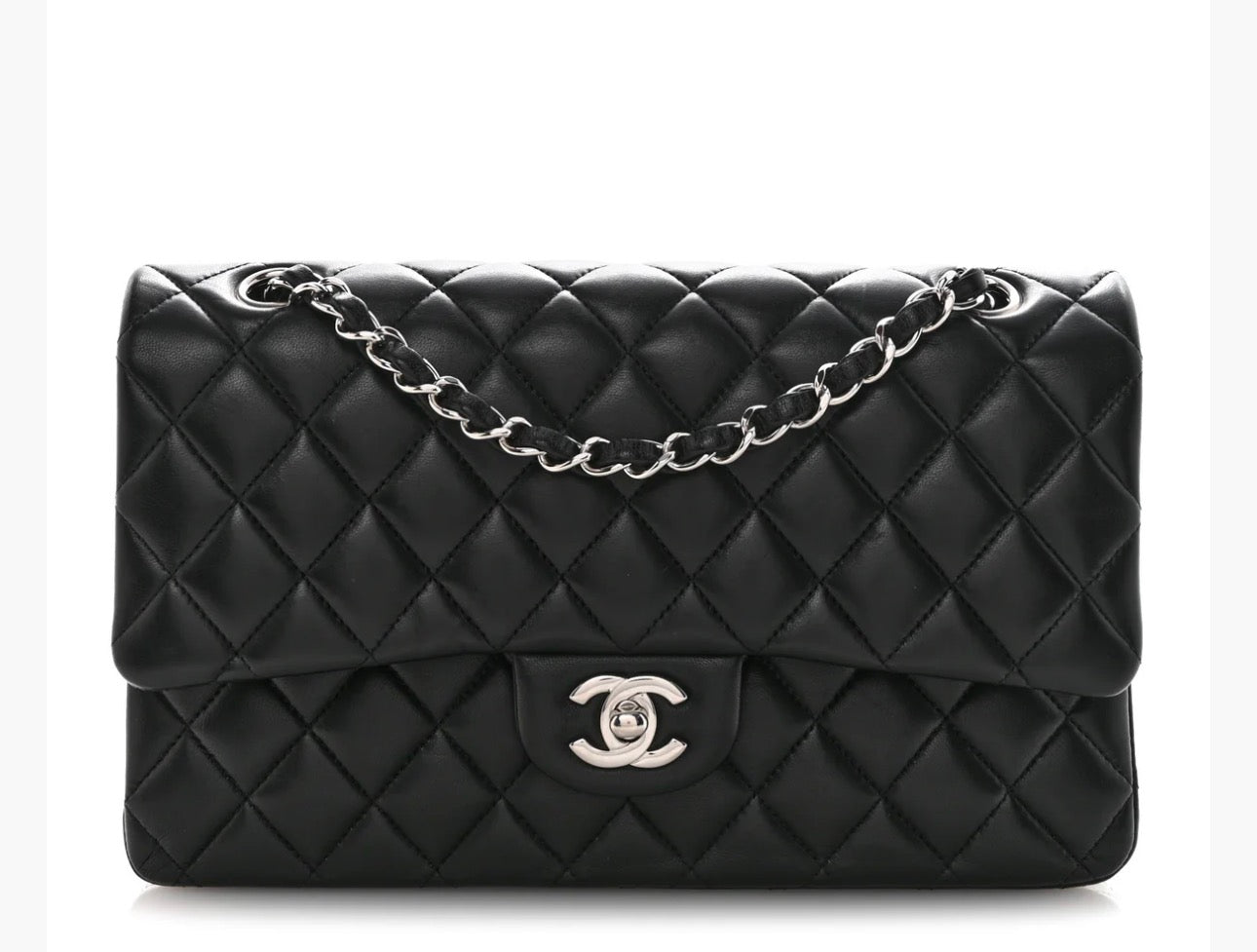 CHANEL Classic Caviar/lambskin Medium Double Flap - Black