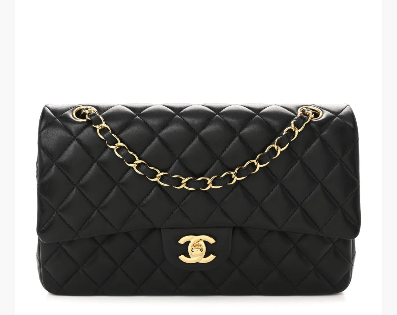 CHANEL Classic Caviar/lambskin Medium Double Flap - Black