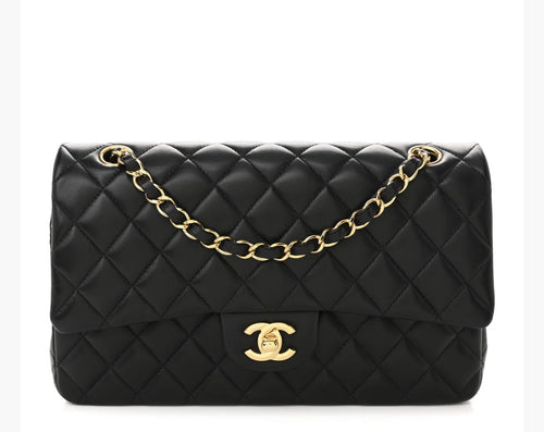 CHANEL Classic Caviar/lambskin Medium Double Flap - Black